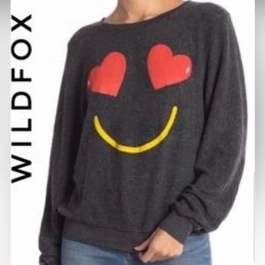 WILDFOX heart eyes smiley face sweatshirt